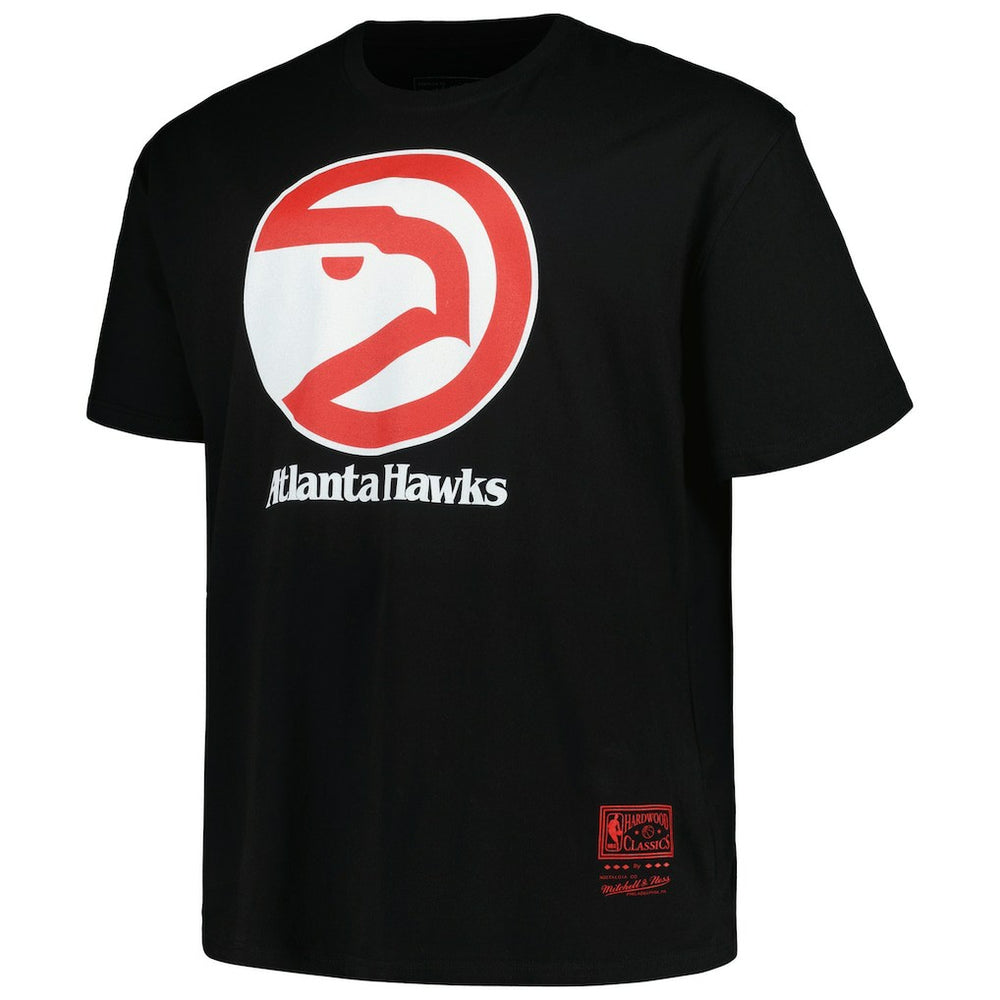 Atlanta Hawks Big & Tall Hardwood Classics Vintage Logo T-Shirt Black | Mitchell & Ness