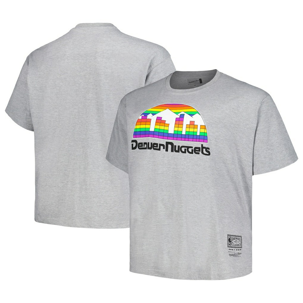 Denver Nuggets Big & Tall Hardwood Classics Vintage Logo T-Shirt for sale Heather Gray | Mitchell & Ness online