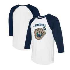 Seattle Mariners Tiny Turnip Unisex Butterfly Glove 3/4-Sleeve Raglan T-Shirt - White/Navy - MLB on Sale