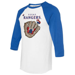 Texas Rangers Tiny Turnip Unisex Butterfly Glove 3/4-Sleeve Raglan T-Shirt - White/Royal - MLB Sale