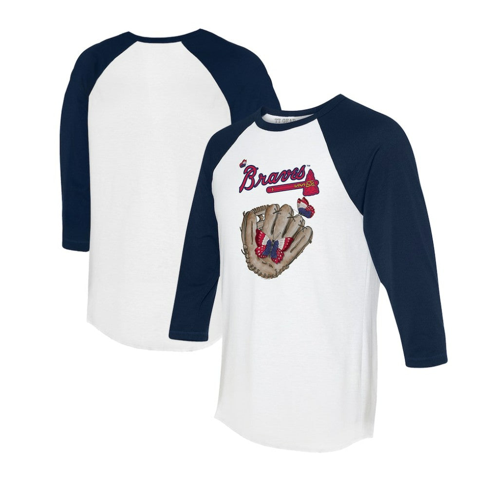 Atlanta Braves Tiny Turnip Unisex Butterfly Glove 3/4-Sleeve Raglan T-Shirt - White/Navy - MLB Online
