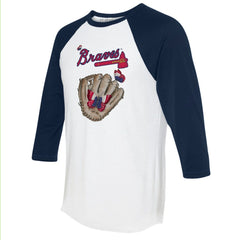 Atlanta Braves Tiny Turnip Unisex Butterfly Glove 3/4-Sleeve Raglan T-Shirt - White/Navy - MLB Online