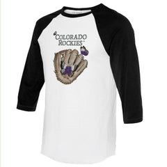Colorado Rockies Tiny Turnip Unisex Butterfly Glove 3/4-Sleeve Raglan T-Shirt - White/Black - MLB Online