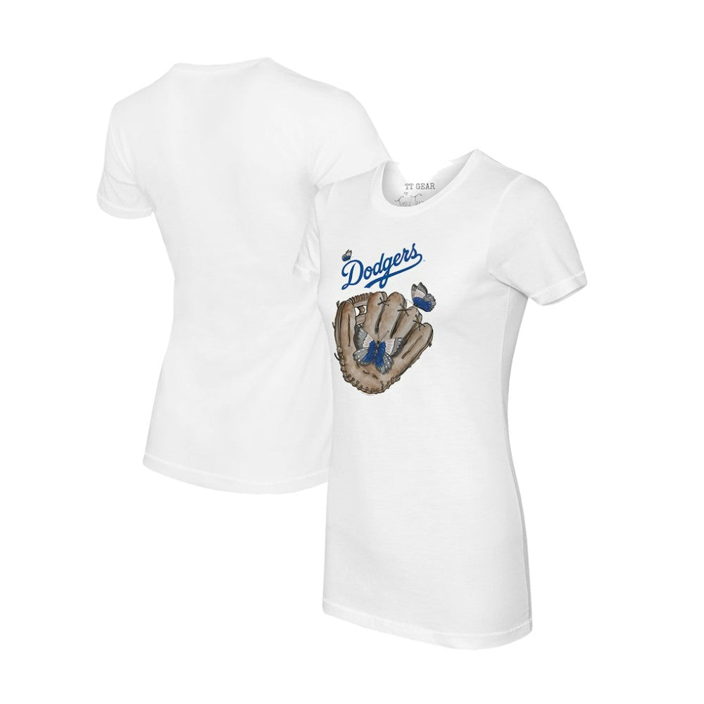 Los Angeles Dodgers Tiny Turnip Women's Butterfly Glove T-Shirt - White - MLB Lifestyle
