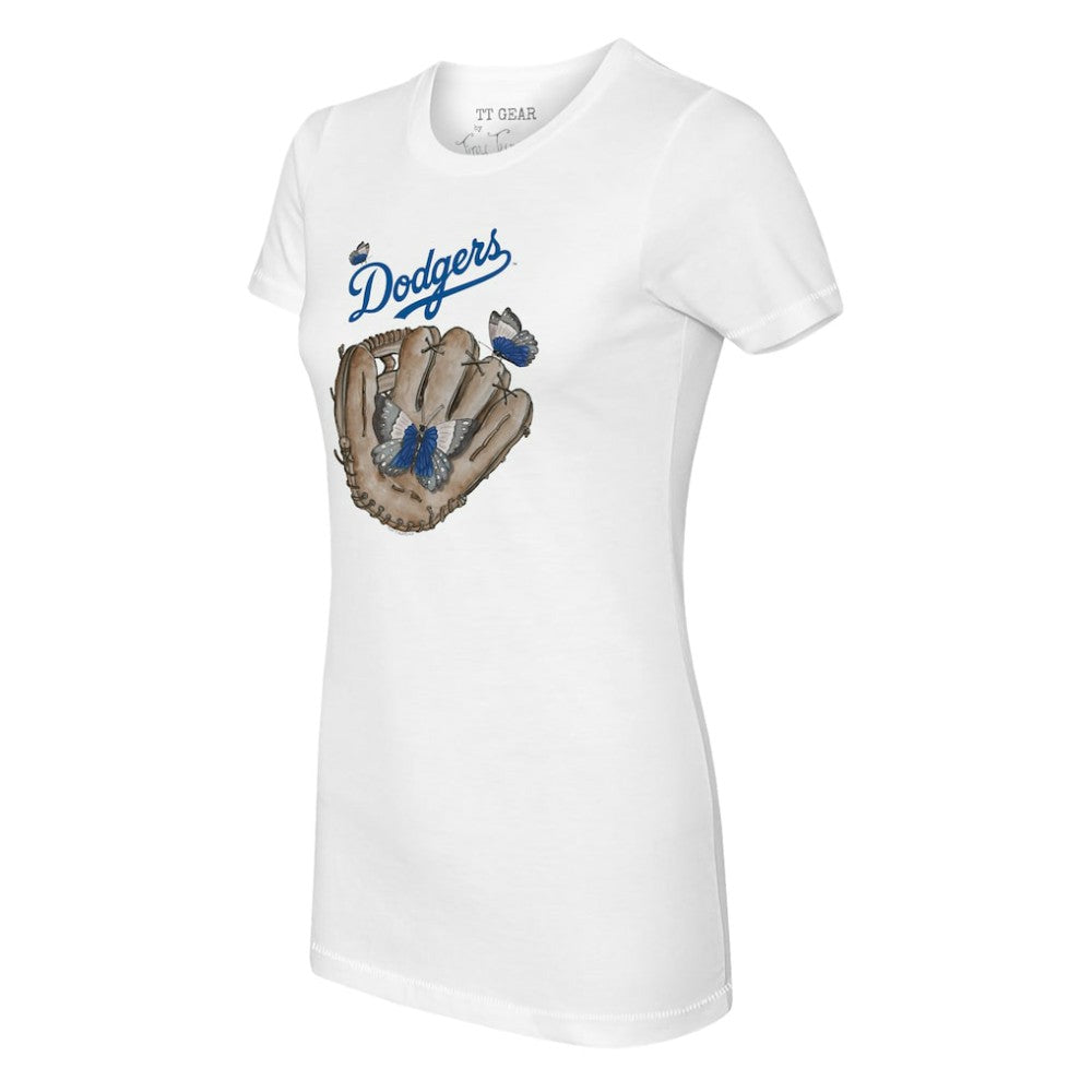 Los Angeles Dodgers Tiny Turnip Women's Butterfly Glove T-Shirt - White - MLB Lifestyle
