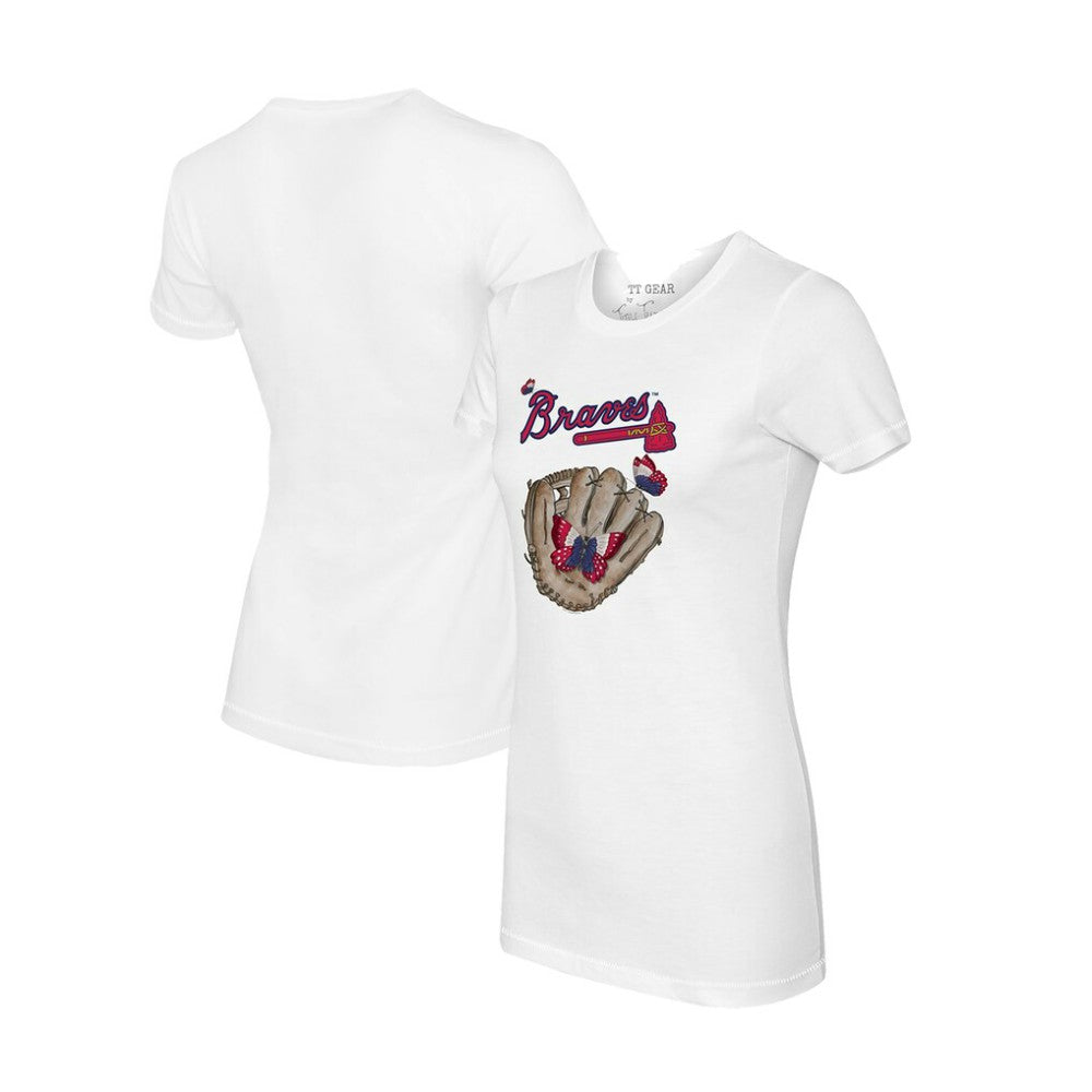 Atlanta Braves Tiny Turnip Women's Butterfly Glove T-Shirt - White - MLB Discount