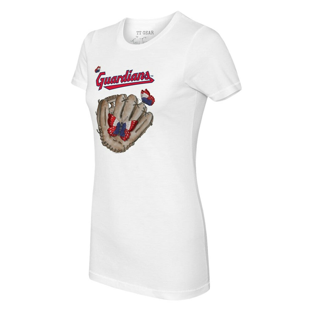 Cleveland Guardians Tiny Turnip Women's Butterfly Glove T-Shirt - White - MLB Online