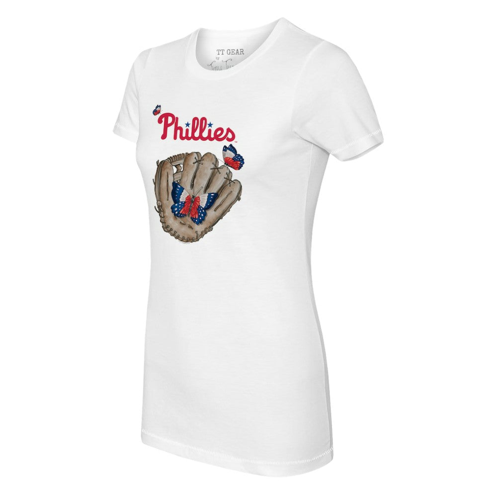 Philadelphia Phillies Tiny Turnip Women's Butterfly Glove T-Shirt - White - MLB Discount