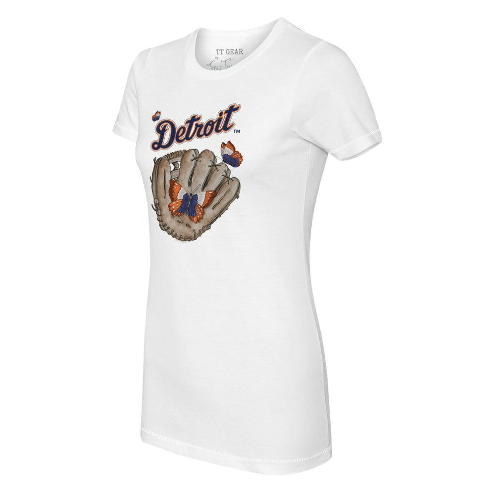 Detroit Tigers Tiny Turnip Women's Butterfly Glove T-Shirt - White - MLB on Sale