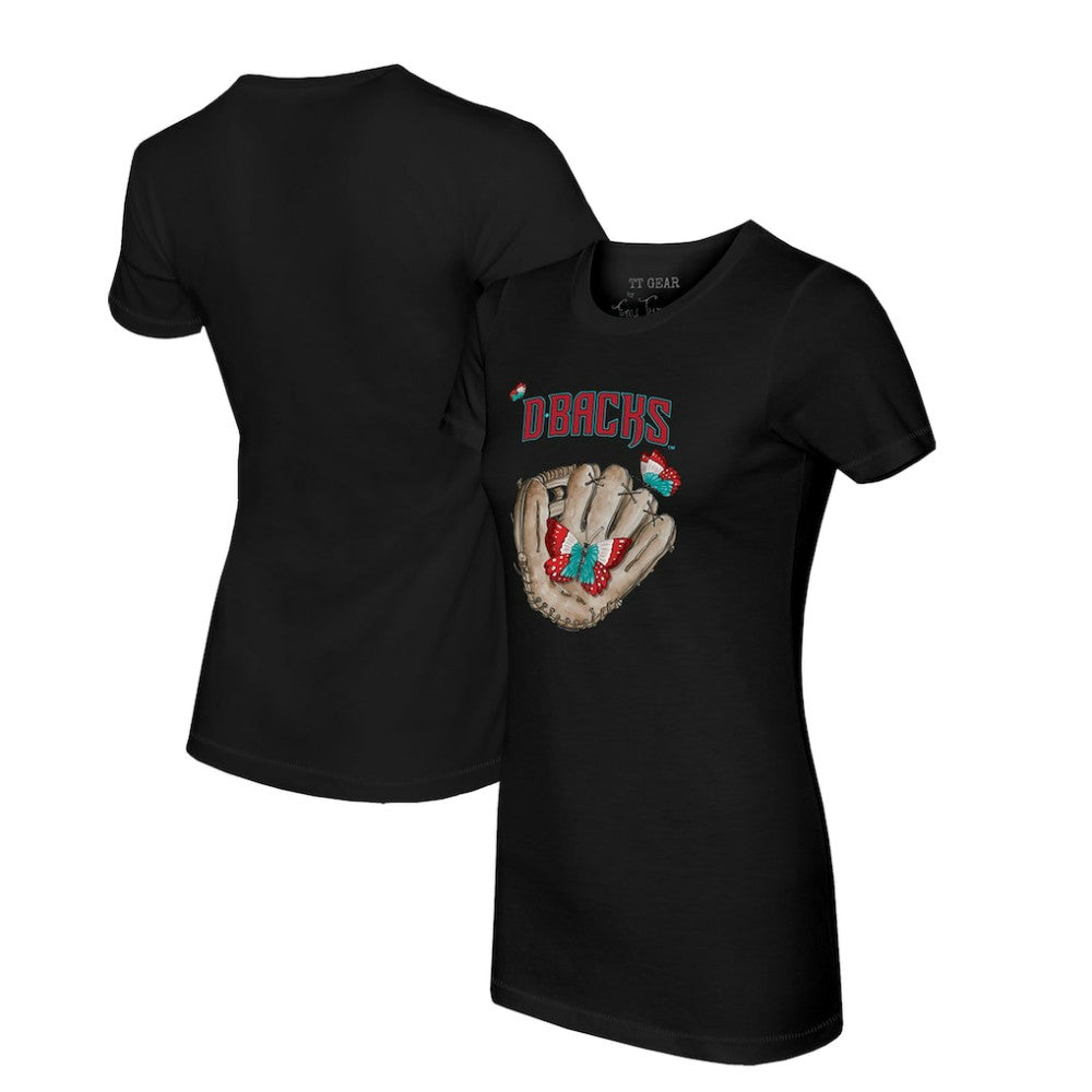 Arizona Diamondbacks Tiny Turnip Women's Butterfly Glove T-Shirt - Black - MLB Lifestyle