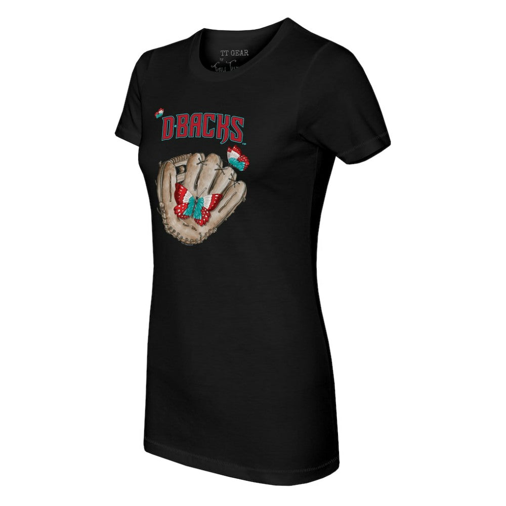Arizona Diamondbacks Tiny Turnip Women's Butterfly Glove T-Shirt - Black - MLB Lifestyle