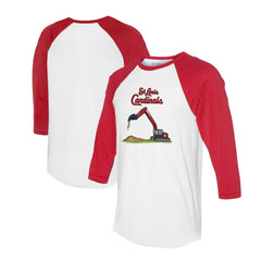 St. Louis Cardinals Tiny Turnip Unisex Excavator 3/4-Sleeve Raglan T-Shirt - White/Red - MLB on Sale