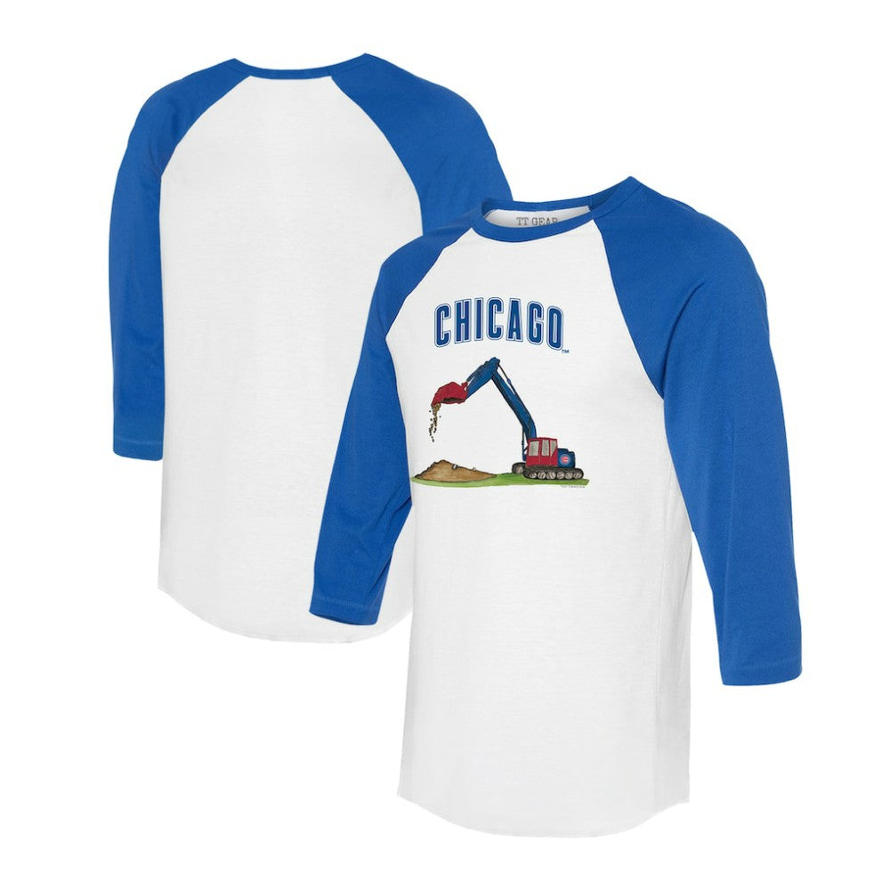 Chicago Cubs Tiny Turnip Unisex Excavator 3/4-Sleeve Raglan T-Shirt - White/Royal - MLB Lifestyle