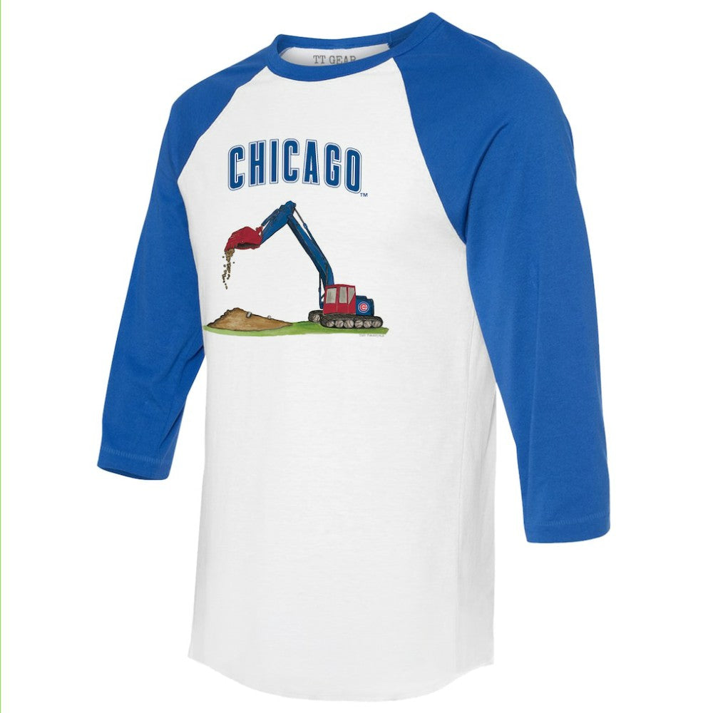 Chicago Cubs Tiny Turnip Unisex Excavator 3/4-Sleeve Raglan T-Shirt - White/Royal - MLB Lifestyle