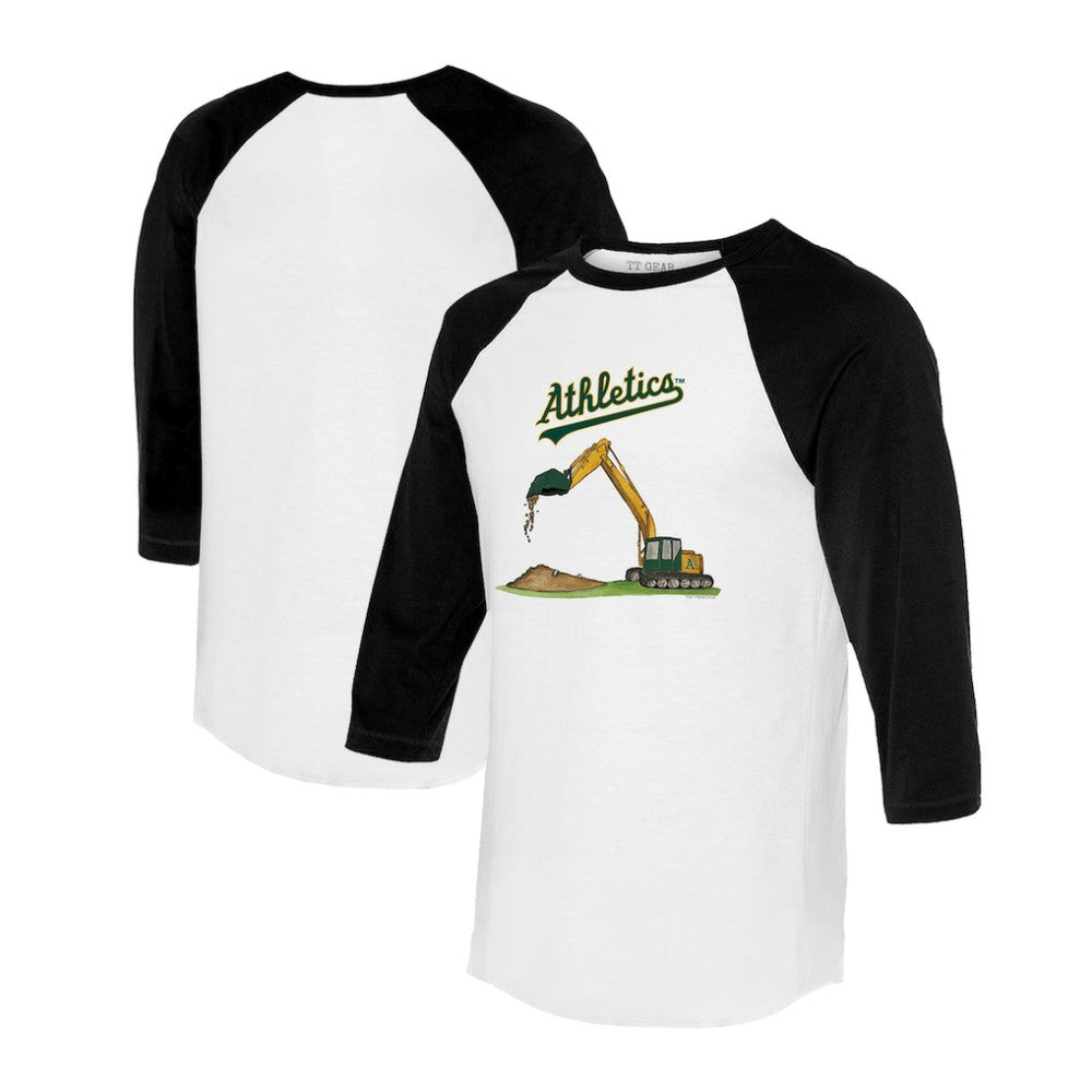 Athletics Tiny Turnip Unisex Excavator 3/4-Sleeve Raglan T-Shirt - White/Black - MLB on Sale