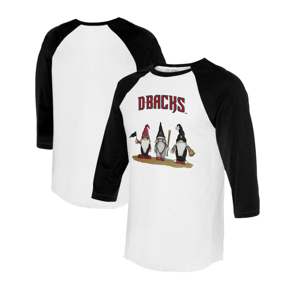 Arizona Diamondbacks Tiny Turnip Unisex Gnomes 3/4-Sleeve Raglan T-Shirt - White/Black - MLB Lifestyle