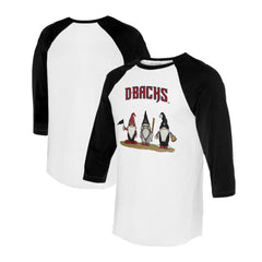 Arizona Diamondbacks Tiny Turnip Unisex Gnomes 3/4-Sleeve Raglan T-Shirt - White/Black - MLB Lifestyle
