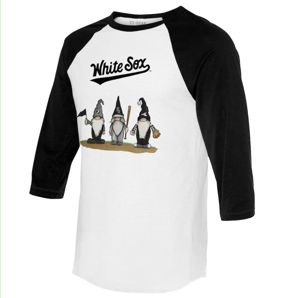 Chicago White Sox Tiny Turnip Unisex Gnomes 3/4-Sleeve Raglan T-Shirt - White/Black - MLB Lifestyle