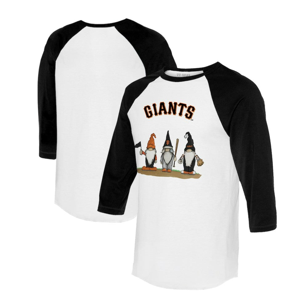 San Francisco Giants Tiny Turnip Unisex Gnomes 3/4-Sleeve Raglan T-Shirt - White/Black - MLB Sale