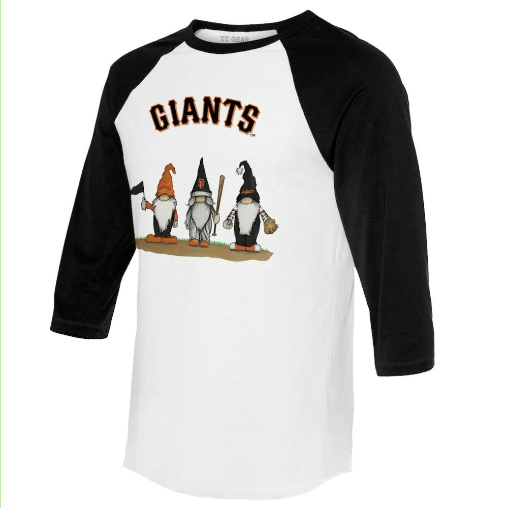 San Francisco Giants Tiny Turnip Unisex Gnomes 3/4-Sleeve Raglan T-Shirt - White/Black - MLB Sale