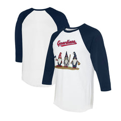 Cleveland Guardians Tiny Turnip Unisex Gnomes 3/4-Sleeve Raglan T-Shirt - White/Navy - MLB on Sale
