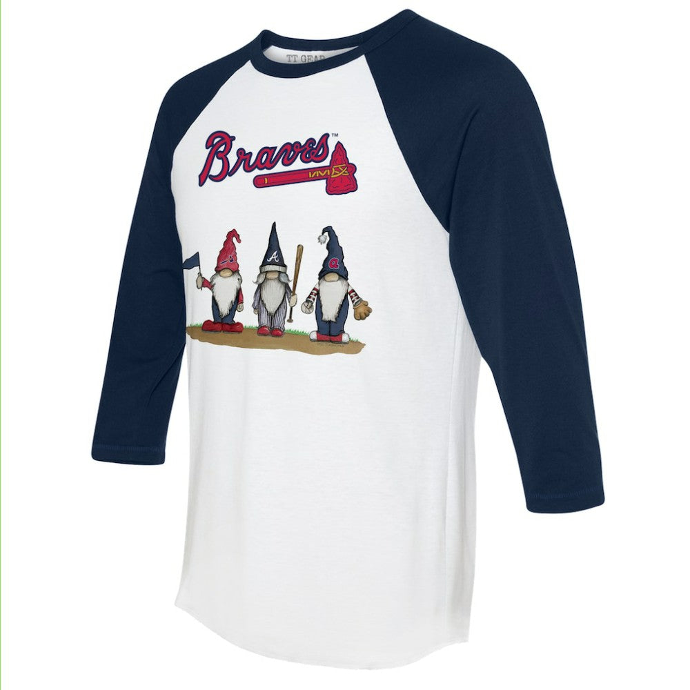 Atlanta Braves Tiny Turnip Unisex Gnomes 3/4-Sleeve Raglan T-Shirt - White/Navy - MLB Sale