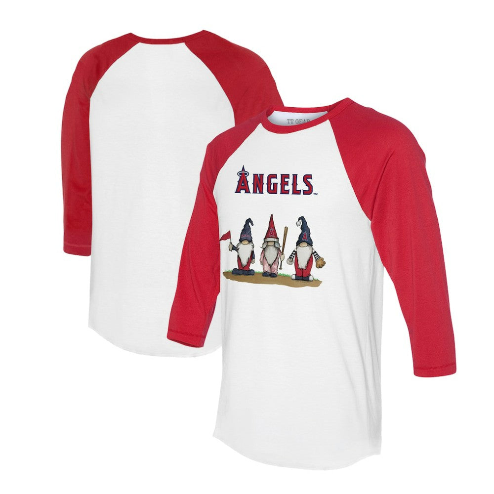 Los Angeles Angels Tiny Turnip Unisex Gnomes 3/4-Sleeve Raglan T-Shirt - White/Red - MLB Online