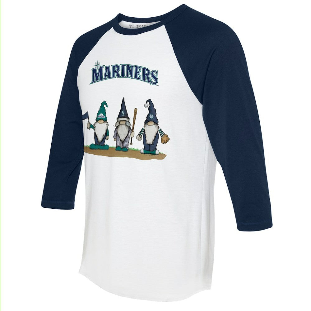 Seattle Mariners Tiny Turnip Unisex Gnomes 3/4-Sleeve Raglan T-Shirt - White/Navy - MLB Discount