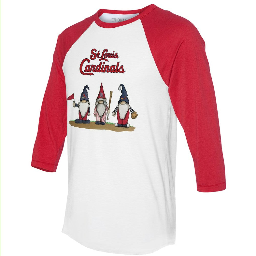 St. Louis Cardinals Tiny Turnip Unisex Gnomes 3/4-Sleeve Raglan T-Shirt - White/Red - MLB Sale