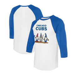 Chicago Cubs Tiny Turnip Unisex Gnomes 3/4-Sleeve Raglan T-Shirt - White/Royal - MLB on Sale