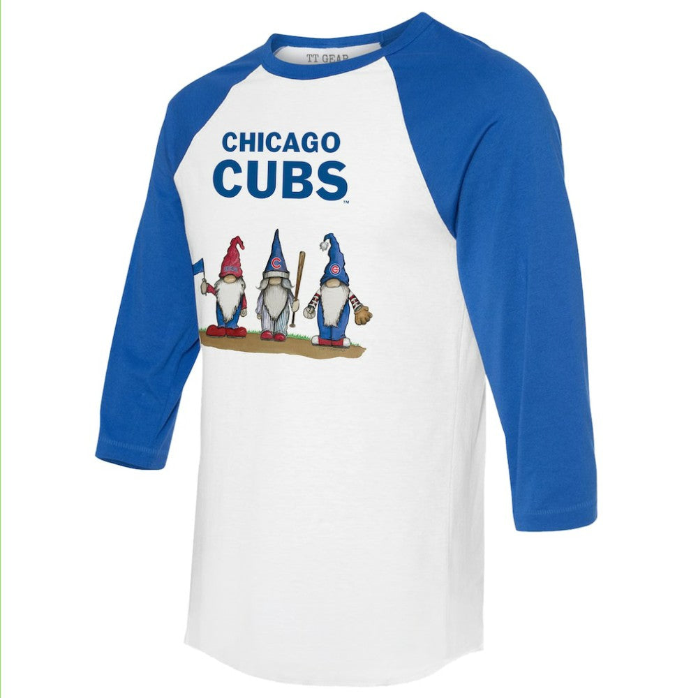 Chicago Cubs Tiny Turnip Unisex Gnomes 3/4-Sleeve Raglan T-Shirt - White/Royal - MLB on Sale