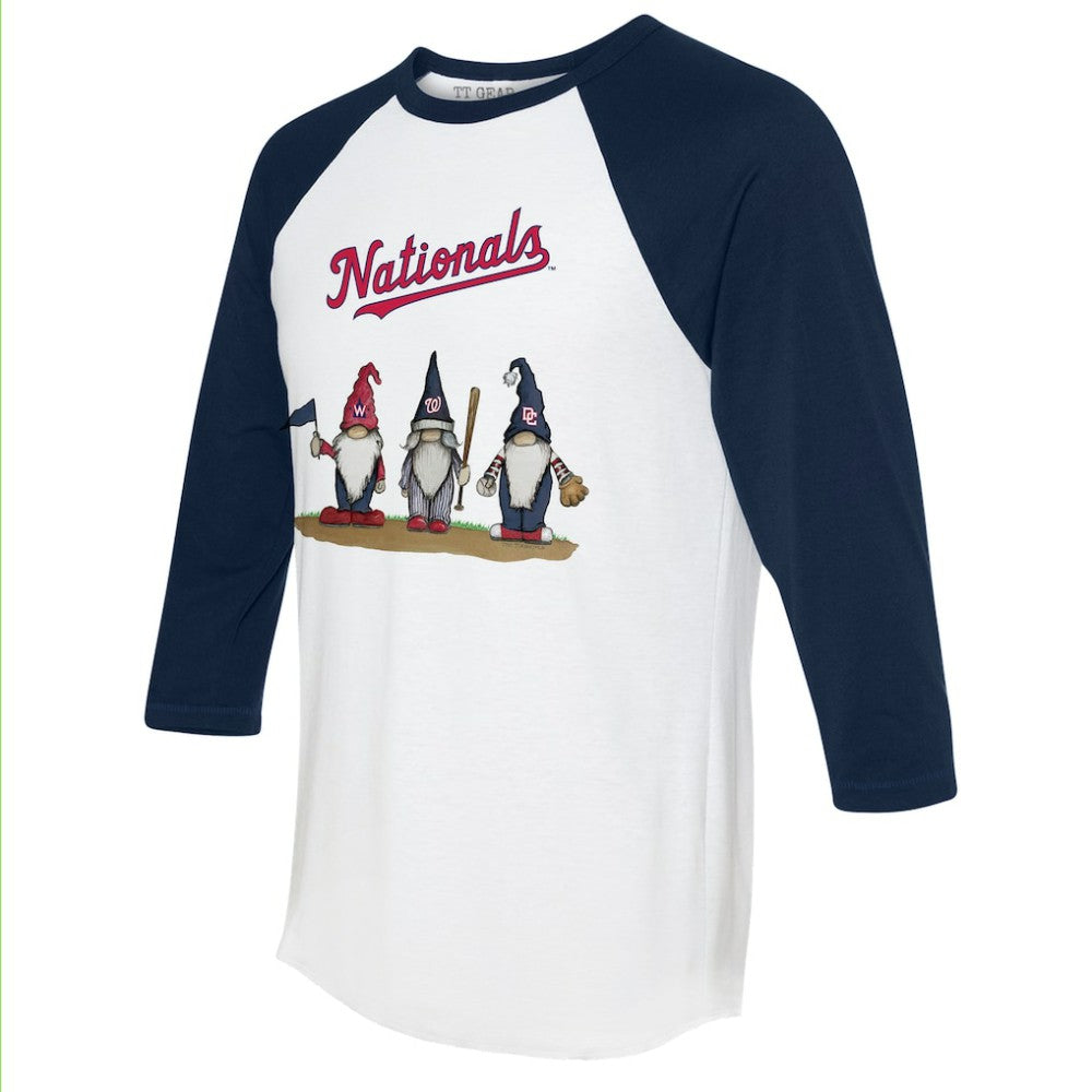 Washington Nationals Tiny Turnip Unisex Gnomes 3/4-Sleeve Raglan T-Shirt - White/Navy - MLB Discount