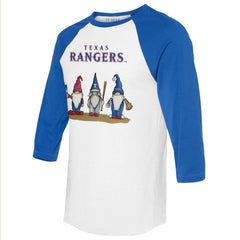 Texas Rangers Tiny Turnip Unisex Gnomes 3/4-Sleeve Raglan T-Shirt - White/Royal - MLB Online