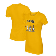 San Diego Padres Tiny Turnip Women's Gnomes T-Shirt - Gold - MLB Sale
