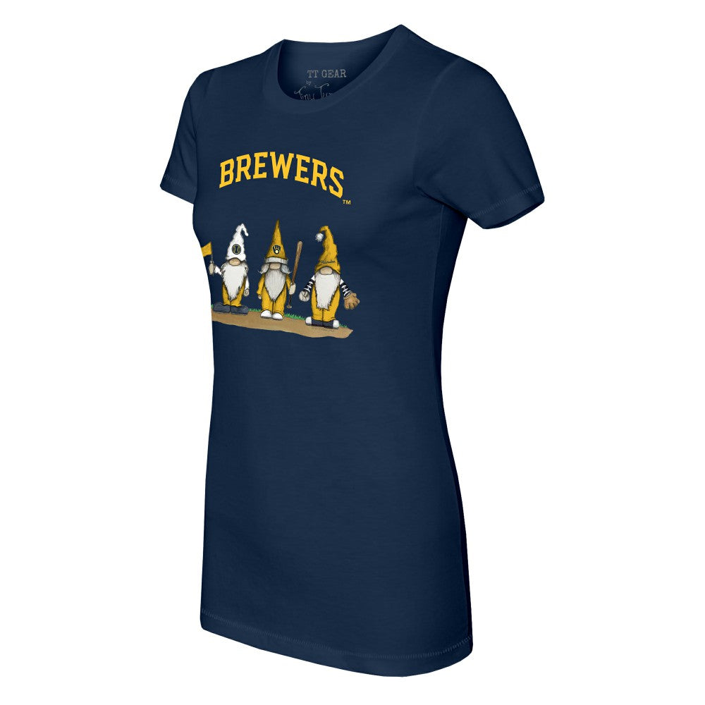 Milwaukee Brewers Tiny Turnip Women's Gnomes T-Shirt - Navy - MLB Sale