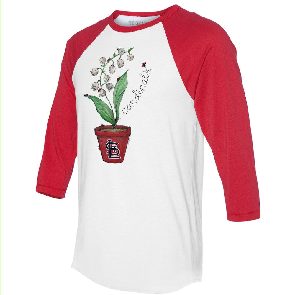 St. Louis Cardinals Tiny Turnip Unisex Lilies & Ladybugs 3/4-Sleeve Raglan T-Shirt - White/Red - MLB on Sale