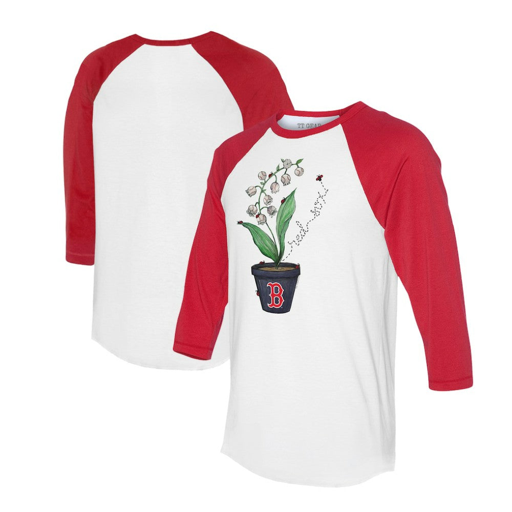 Boston Red Sox Tiny Turnip Unisex Lilies & Ladybugs 3/4-Sleeve Raglan T-Shirt - White/Red - MLB on Sale