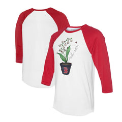 Boston Red Sox Tiny Turnip Unisex Lilies & Ladybugs 3/4-Sleeve Raglan T-Shirt - White/Red - MLB on Sale