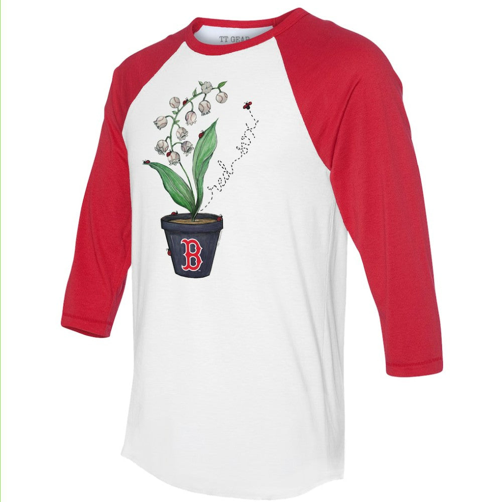 Boston Red Sox Tiny Turnip Unisex Lilies & Ladybugs 3/4-Sleeve Raglan T-Shirt - White/Red - MLB on Sale
