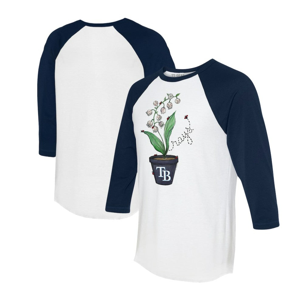 Tampa Bay Rays Tiny Turnip Unisex Lilies & Ladybugs 3/4-Sleeve Raglan T-Shirt - White/Navy - MLB on Sale