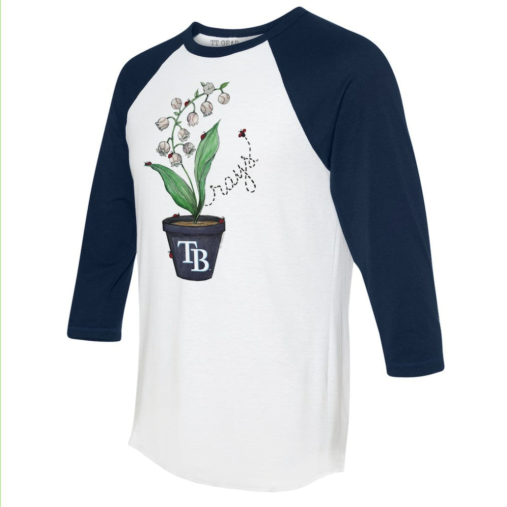 Tampa Bay Rays Tiny Turnip Unisex Lilies & Ladybugs 3/4-Sleeve Raglan T-Shirt - White/Navy - MLB on Sale