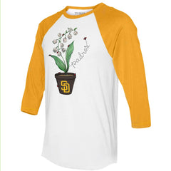 San Diego Padres Tiny Turnip Unisex Lilies & Ladybugs 3/4-Sleeve Raglan T-Shirt - White/Gold - MLB Online
