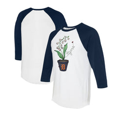 Detroit Tigers Tiny Turnip Unisex Lilies & Ladybugs 3/4-Sleeve Raglan T-Shirt - White/Navy - MLB Sale