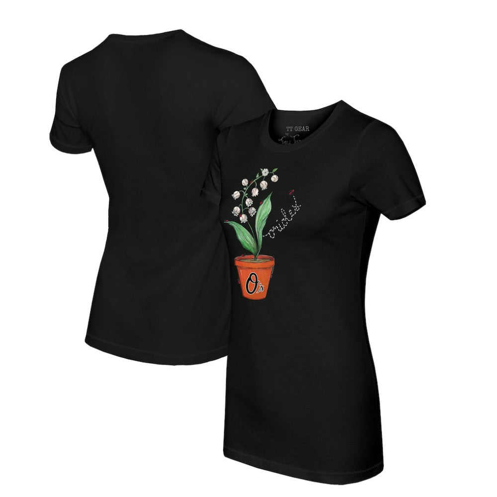 Baltimore Orioles Tiny Turnip Women's Lilies & Ladybugs T-Shirt - Black - MLB Online