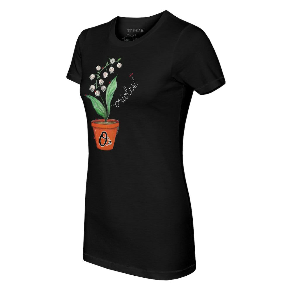 Baltimore Orioles Tiny Turnip Women's Lilies & Ladybugs T-Shirt - Black - MLB Online