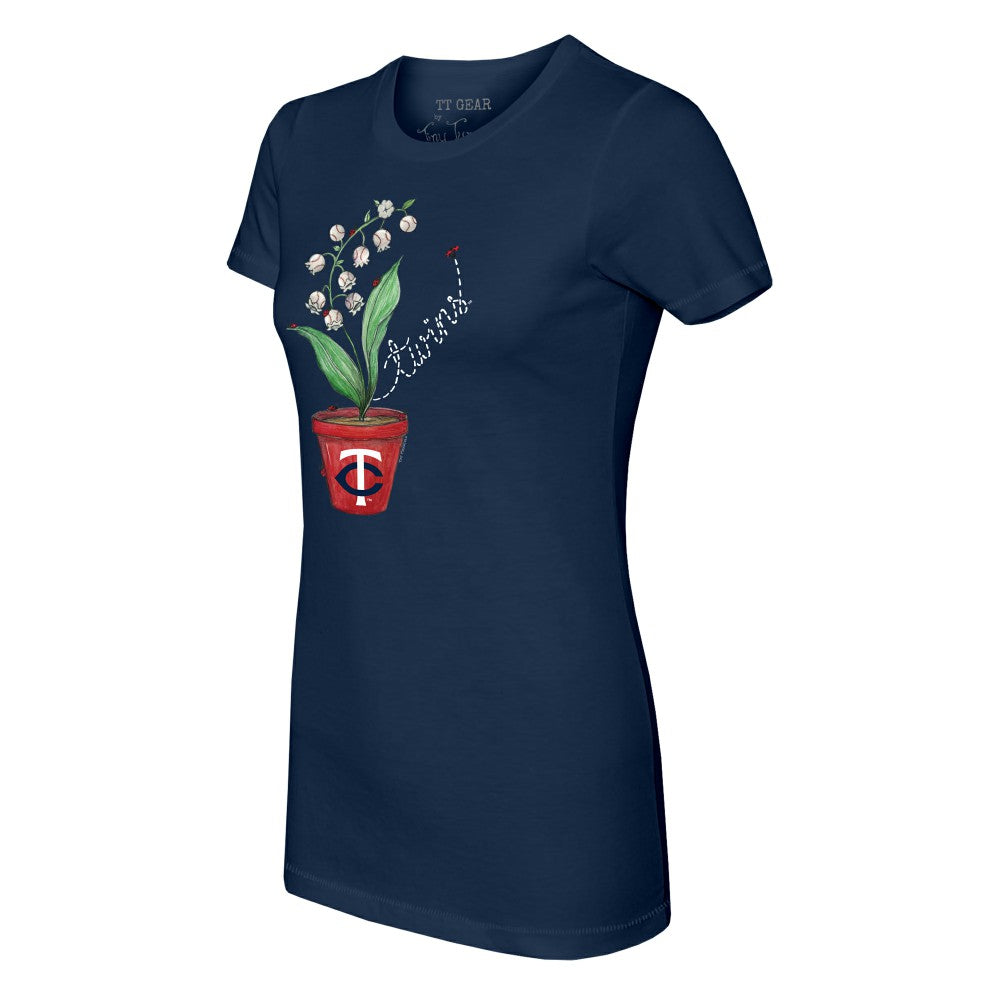 Minnesota Twins Tiny Turnip Women's Lilies & Ladybugs T-Shirt - Navy - MLB Discount