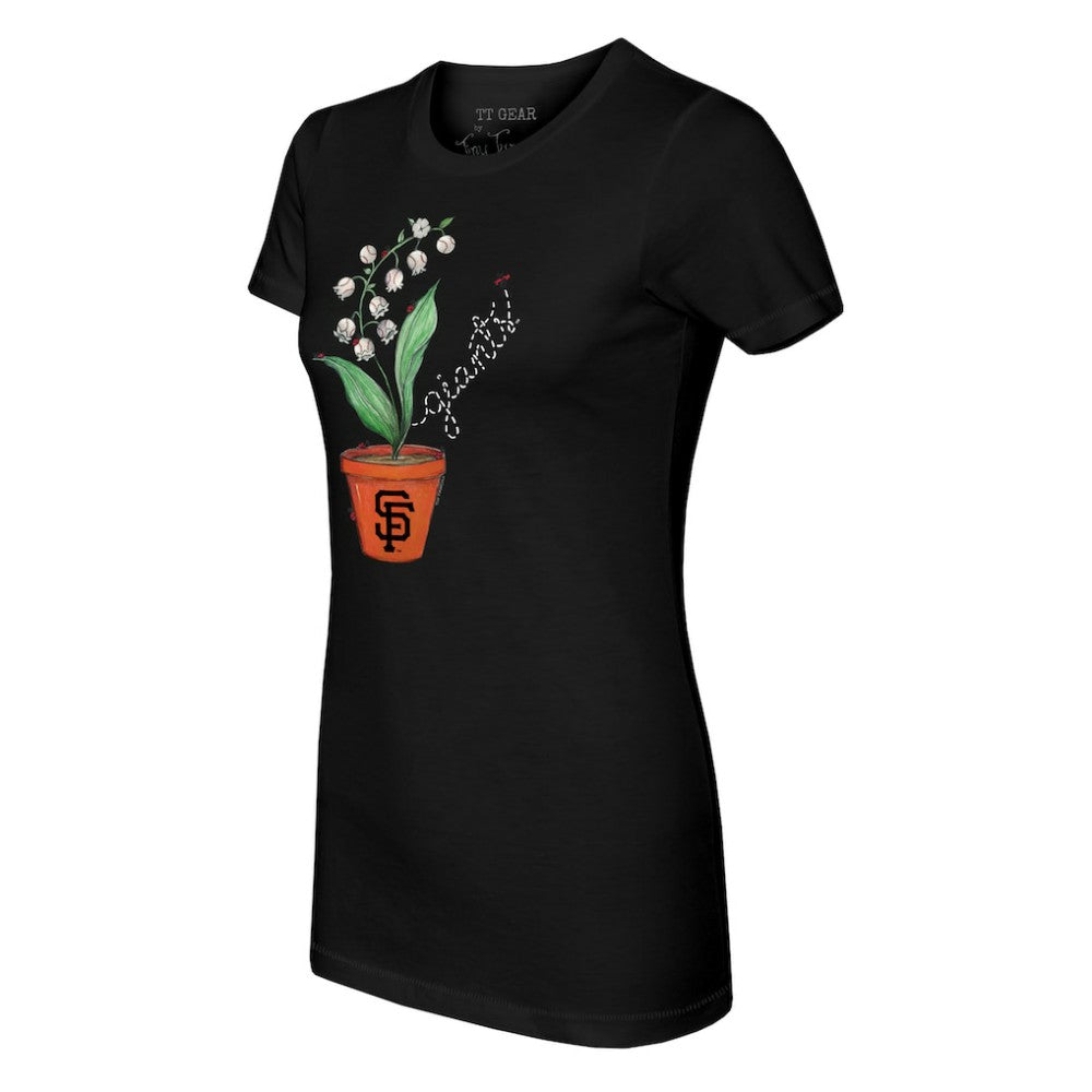 San Francisco Giants Tiny Turnip Women's Lilies & Ladybugs T-Shirt - Black - MLB on Sale