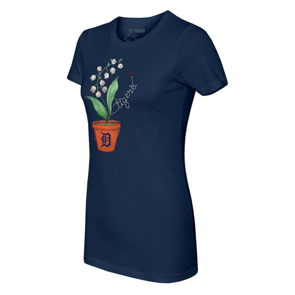 Detroit Tigers Tiny Turnip Women's Lilies & Ladybugs T-Shirt - Navy - MLB Lifestyle