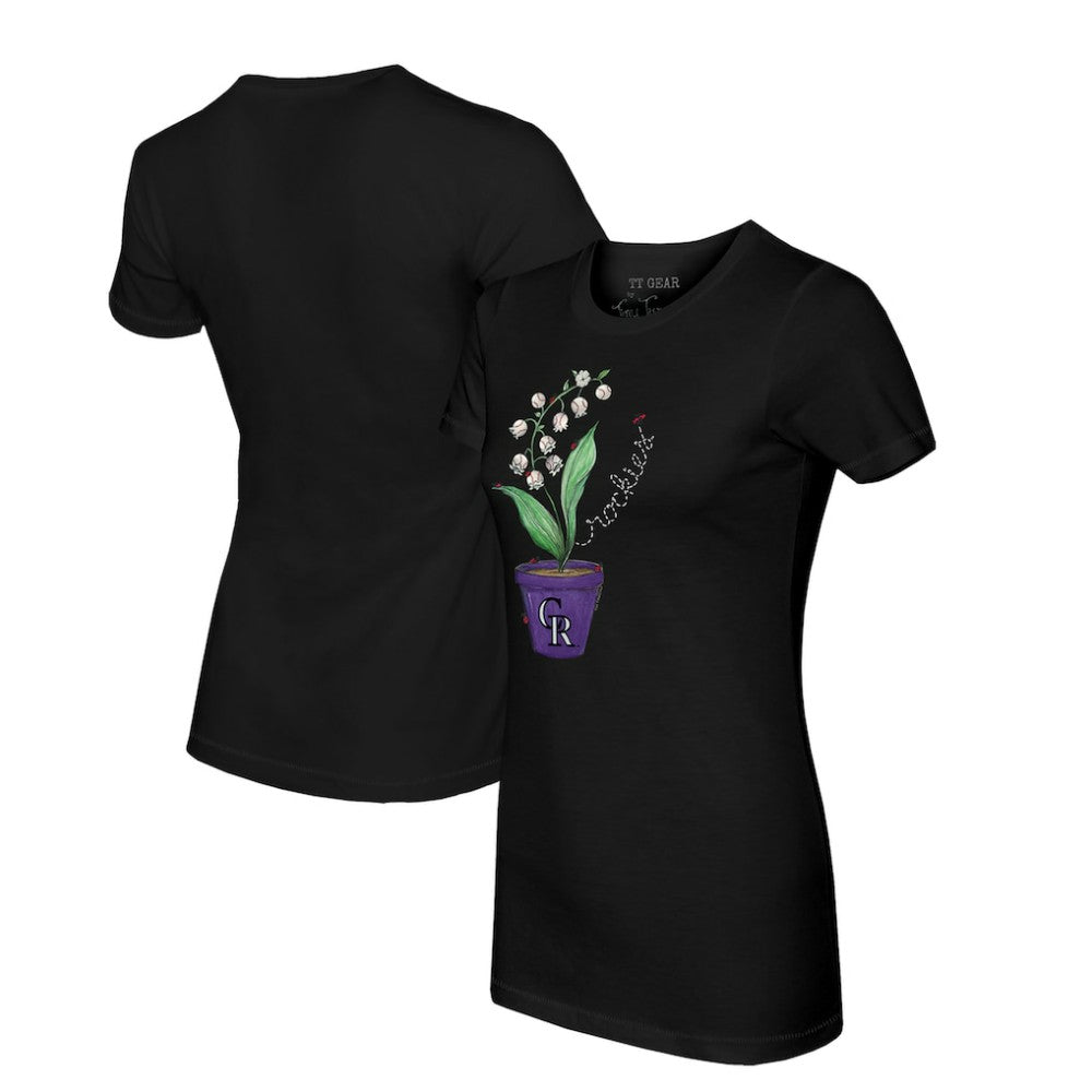 Colorado Rockies Tiny Turnip Women's Lilies & Ladybugs T-Shirt - Black - MLB on Sale