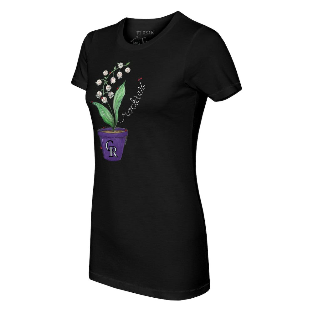 Colorado Rockies Tiny Turnip Women's Lilies & Ladybugs T-Shirt - Black - MLB on Sale